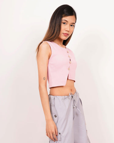 Crop Daisy Button Tank Top - BurgerBae