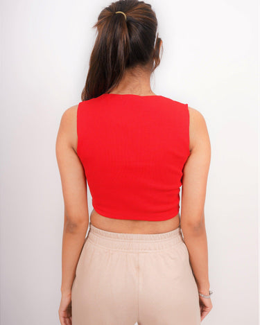 Crop Daisy Button Tank Top - BurgerBae