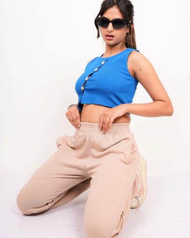 Crop Daisy Button Tank Top - BurgerBae