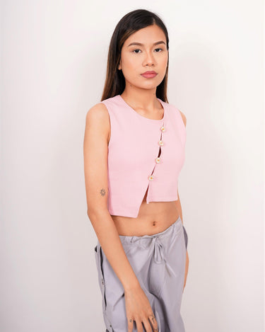 Crop Daisy Button Tank Top - BurgerBae