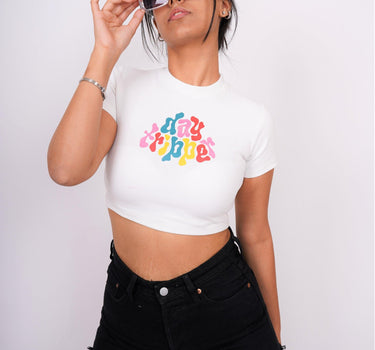 Day Tripper - Burger Bae Round Neck Crop Baby Tee - BurgerBae