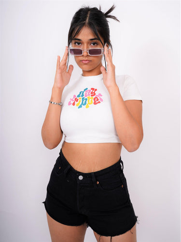 Day Tripper - Burger Bae Round Neck Crop Baby Tee - BurgerBae