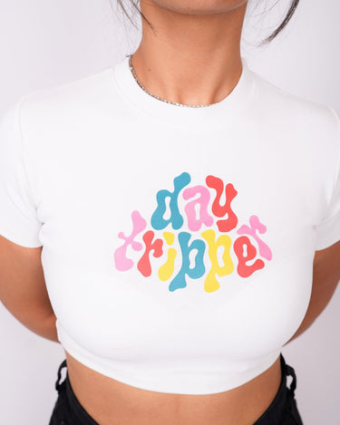 Day Tripper - Burger Bae Round Neck Crop Baby Tee - BurgerBae