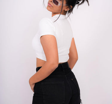 Day Tripper - Burger Bae Round Neck Crop Baby Tee - BurgerBae