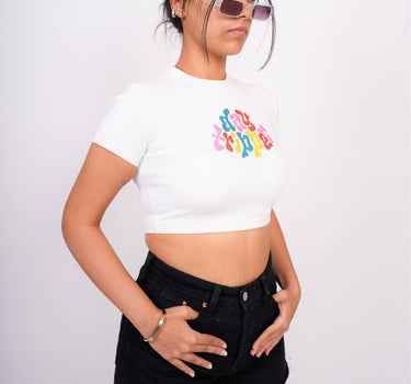 Day Tripper - Burger Bae Round Neck Crop Baby Tee - BurgerBae