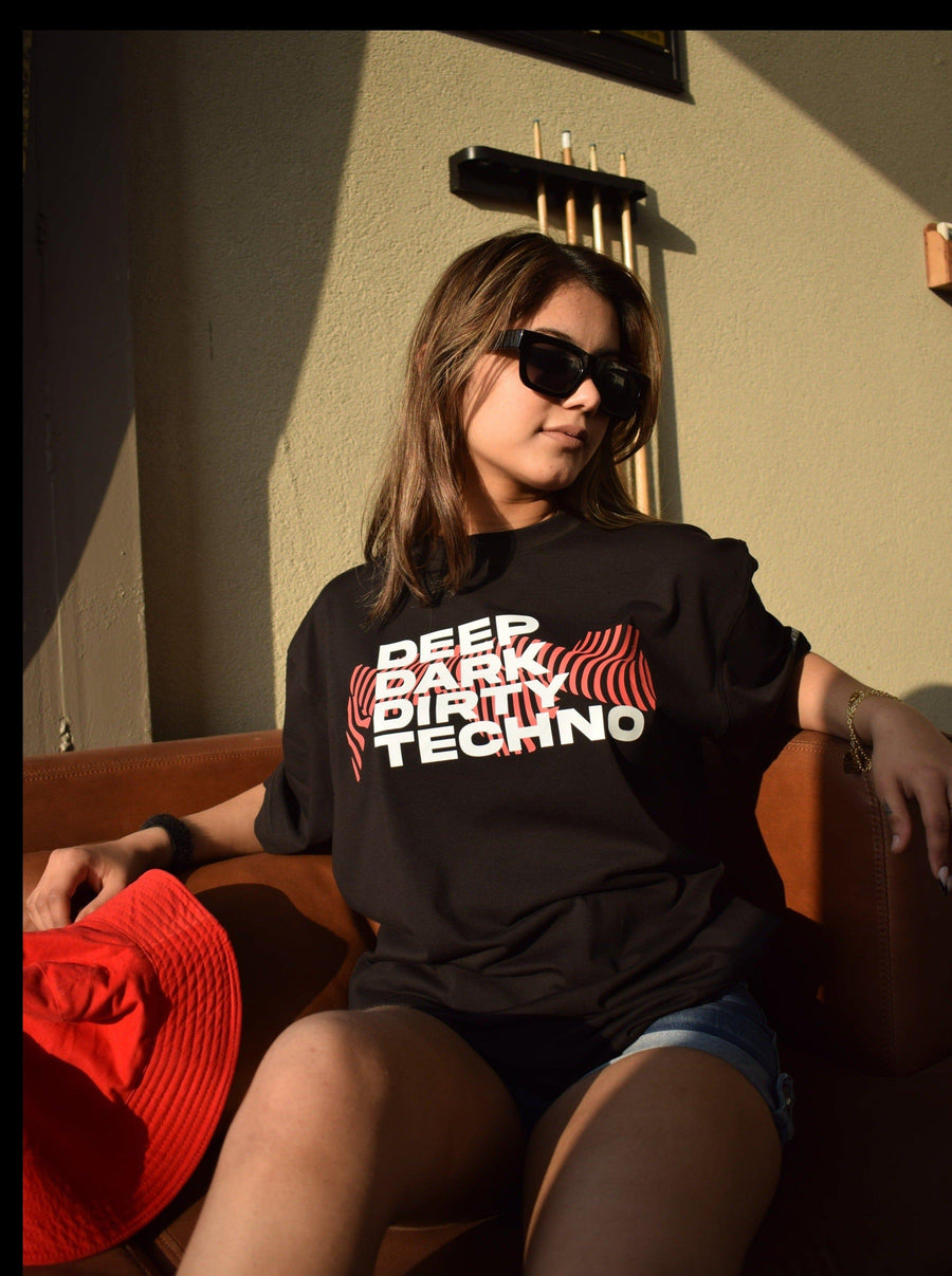 Deep Dark Dirty Techno Oversized Tee (T-shirt) Oversized T-shirt Burger Bae 