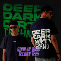 Deep Techno (Glow in Dark) Oversized Tee (T-shirt) For Men Oversized T-shirt Burger Bae 