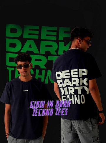 Deep Techno (Glow in Dark) Oversized Tee (T-shirt) For Men Oversized T-shirt Burger Bae 