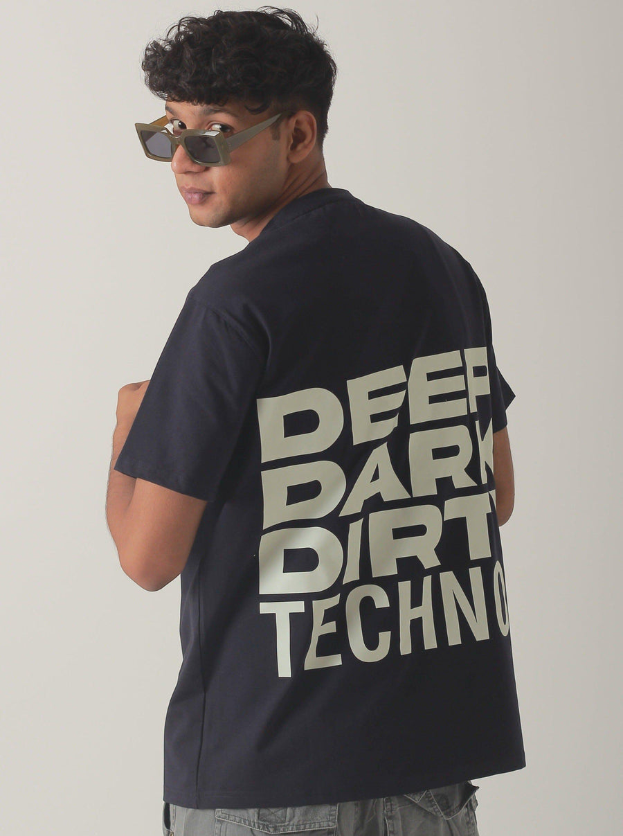 Deep Techno Green Glow in Dark) Oversized Tee (T-shirt) For Men - BurgerBae