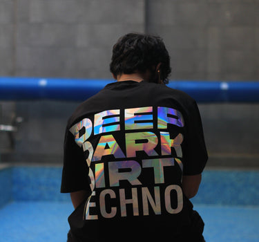 Deep Techno (Holographic) Oversized Tee (T-shirt) For Men Oversized T-shirt Burger Bae 