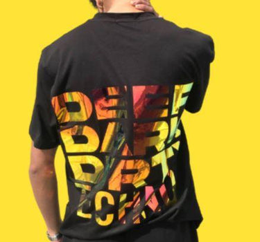 Deep Techno (Holographic) Oversized Tee (T-shirt) For Men Oversized T-shirt Burger Bae FreeSize Orange Holo 