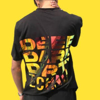 Deep Techno (Holographic) Oversized Tee (T-shirt) For Men Oversized T-shirt Burger Bae FreeSize Orange Holo 
