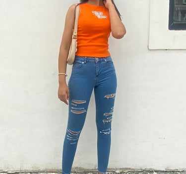 Do What Makes You Happy Rachel Tank Tanks Burger Bae XS Bright Orange 