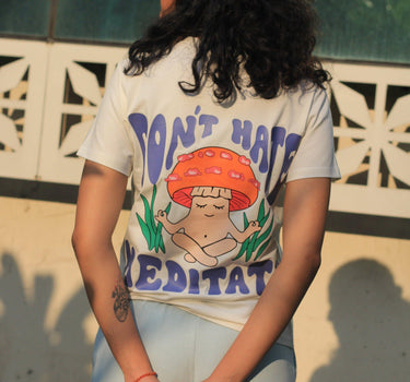 Don't Hate Meditate Oversized Tee (T-shirt) Oversized T-shirt Burger Bae Free Size White 