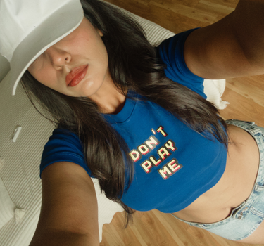 Don't Play Me : Burger Bae Round Neck Crop Baby Tee For Women