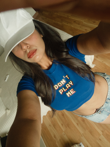 Don't Play Me : Burger Bae Round Neck Crop Baby Tee For Women