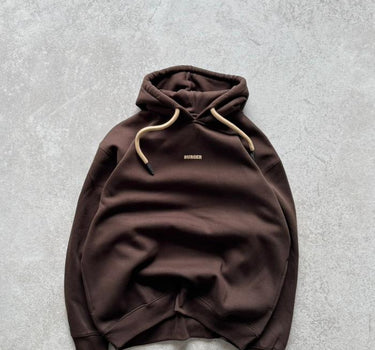 Dark Brown : Ye Burger Logo Heavyweight Baggy Hoodie For Men and Women