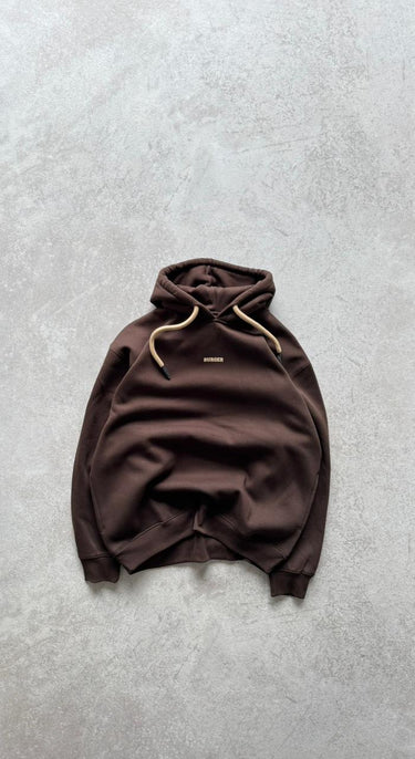 Dark Brown : Ye Burger Logo Heavyweight Baggy Hoodie For Men and Women