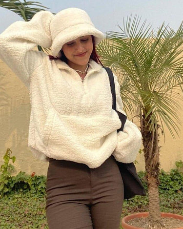 Sherpa Bucket Hat Accessories Burger Bae Free Size White 