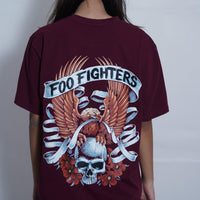 Foo Fighters Oversized Tee (T-shirt) Oversized T-shirt Burger Bae Free Size Wine 