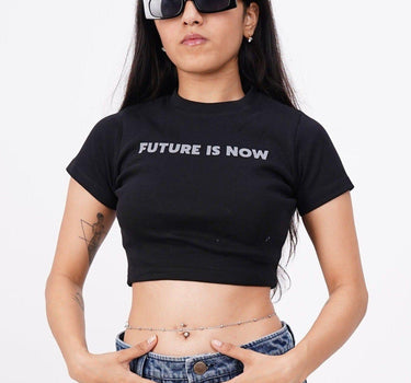 Future Is Now Baby Tee (T-shirt) Tops Burger Bae XS Black 