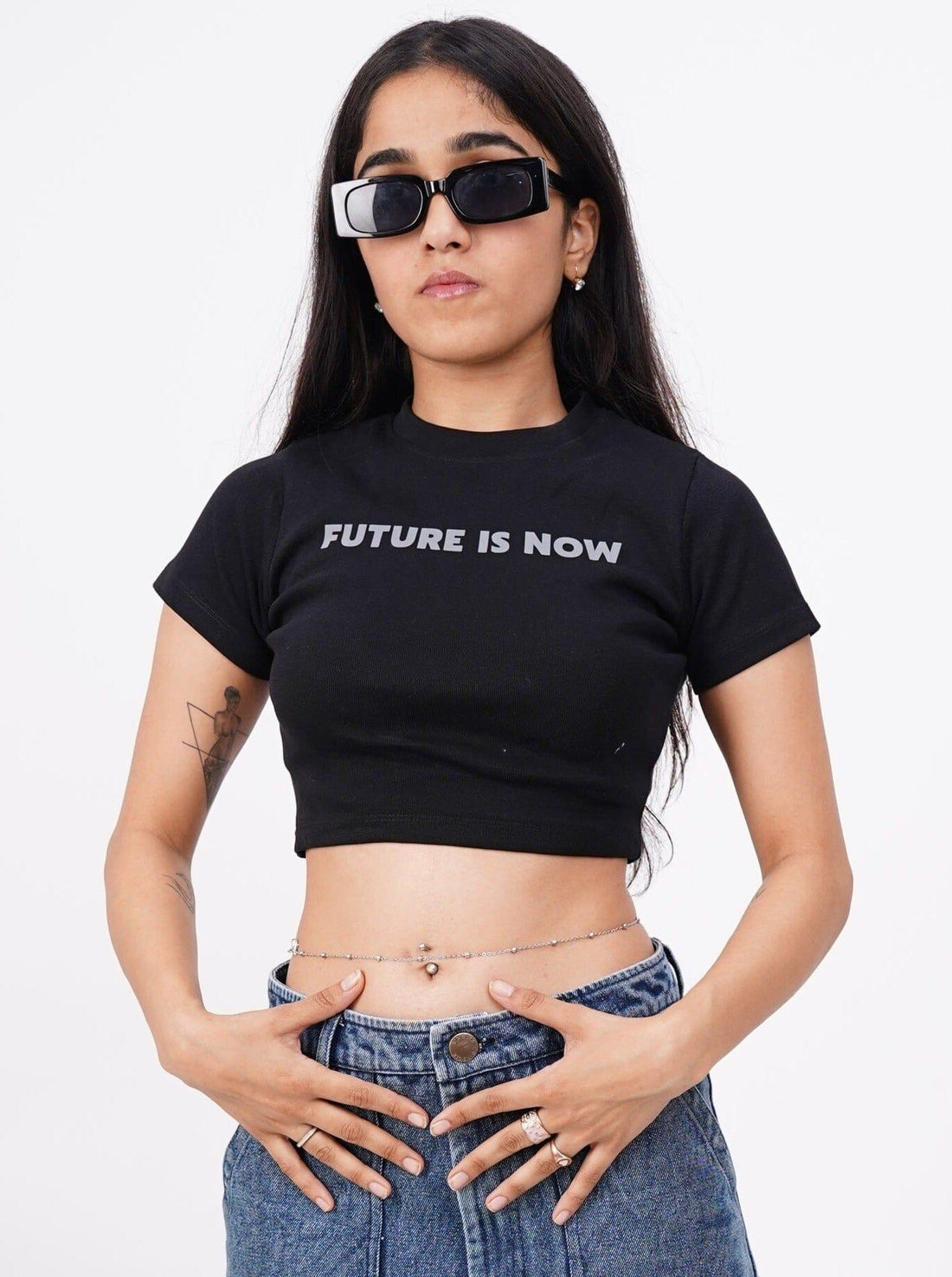 Future Is Now Baby Tee (T-shirt) Tops Burger Bae XS Black 