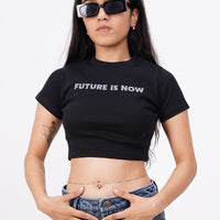 Future Is Now Baby Tee (T-shirt) Tops Burger Bae XS Black 