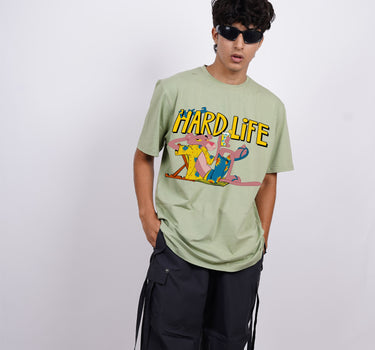 Hard Life Pink Panther : Burger Bae Oversized  Tee For Men and Women