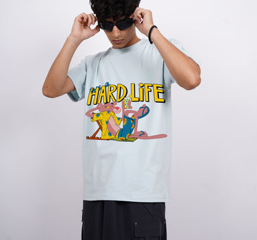 Hard Life Pink Panther : Burger Bae Oversized  Tee For Men and Women