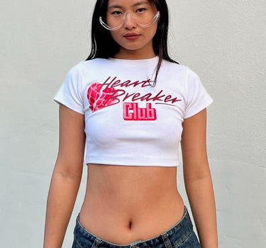 Heart Breaker - Burger Bae Round Neck Crop Baby Tee - BurgerBae