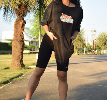 Hey Look Oversized Tee (T-shirt) Oversized T-shirt Burger Bae Black Free Size 
