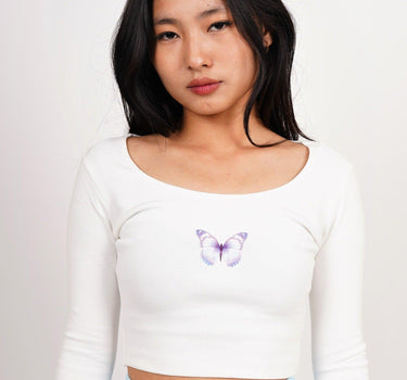 Holly Blue Butterfly Y2K Top - BurgerBae