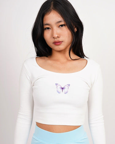 Holly Blue Butterfly Y2K Top - BurgerBae