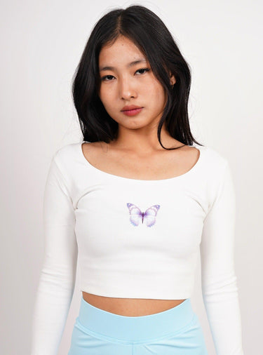 Holly Blue Butterfly Y2K Top - BurgerBae