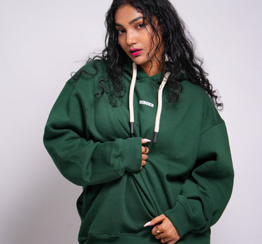 Bottle Green : Ye Burger Logo Heavyweight Baggy Hoodie For Men and Women