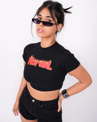Hot Girl - Burger Bae Round Neck Crop Baby Tee - BurgerBae