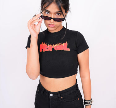 Hot Girl - Burger Bae Round Neck Crop Baby Tee - BurgerBae