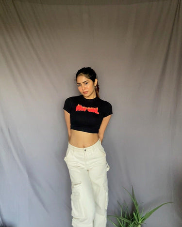 Hot Girl - Burger Bae Round Neck Crop Baby Tee - BurgerBae