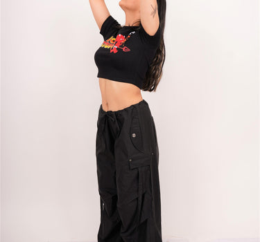 Hot Stuff - Burger Bae Round Neck Crop Baby Tee - BurgerBae