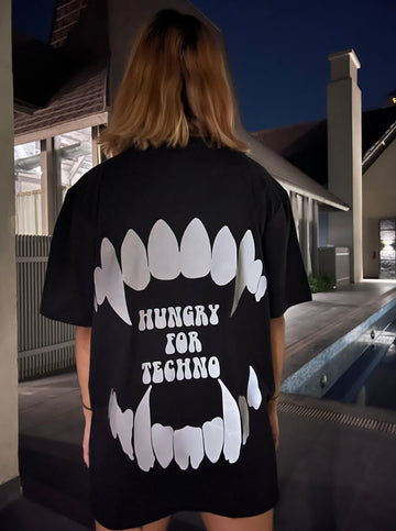 Hungry For Techno Oversized Tee (T-shirt) Oversized T-shirt Burger Bae 