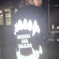 Hungry For Techno Oversized Tee (T-shirt) Oversized T-shirt Burger Bae Free Size Black 