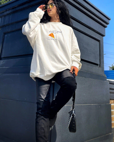 I Love Pizza Sweatshirt Sweatshirt Burger Bae S White 