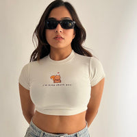 I'm Nuts About You - Burger Bae Round Neck Crop Baby Tee - BurgerBae