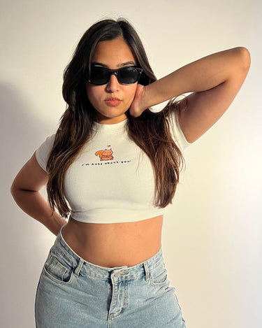 I'm Nuts About You - Burger Bae Round Neck Crop Baby Tee - BurgerBae