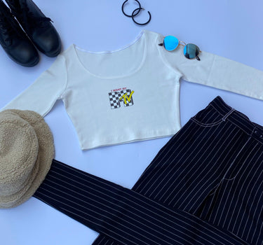 I Want My MTV Check Y2K Top Tops Burger Bae XS White 