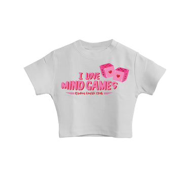 I Love Playing Mind Games : Burger Bae Round Neck Crop Baby Tee For Women