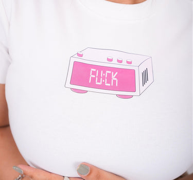 It's late - Burger Bae Round Neck Crop Baby Tee - BurgerBae