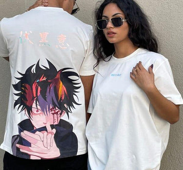 Jujutsu Kaisen: Megumi Fushiguro Oversized Tee (T-shirt) For Men Oversized T-shirt Burger Bae FreeSize White 