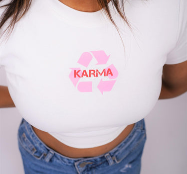 Karma - Burger Bae Round Neck Crop Baby Tee - BurgerBae