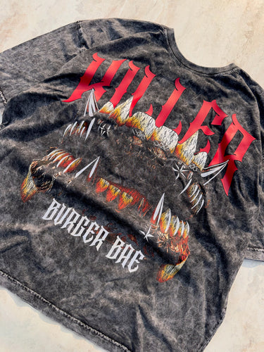 Midnight Killer Acid Wash Drop Sleeved Tee for Men & Women